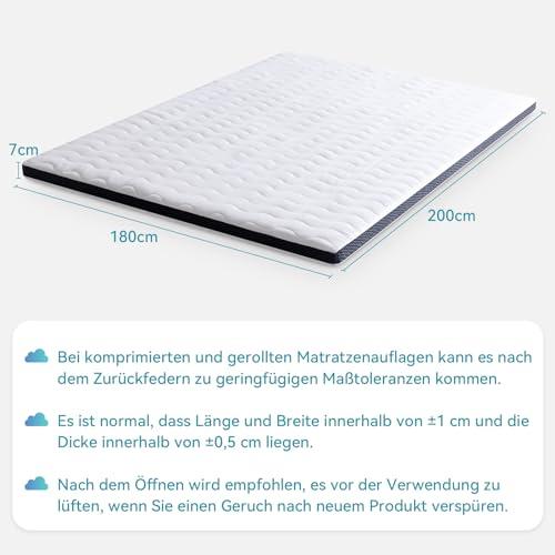 Amazon Basics – Mugav mäluvahuga madratsikate, plüüs, 180 x 200 cm, 7 cm kõrgune, valge – pilt 12