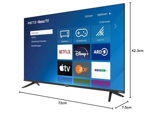 METZ Blue Roku TV, HD Nutiteler, 32 tolli, 80 cm, teler koos kolmiktuuneriga, WiFi, LAN, HDMI, USB, 32MTD3011Z, must – pilt 6