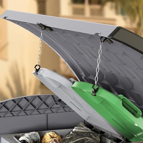 Duramax Cedargrain StoreAway 1200L aiakuur plastikust / tasane kaas, prügikastikast, aiakuur, vastupidav konstruktsioon, ideaalne tööriistadele, BBQ-dele ja 2x 240L prügikastidele, 145x85x125 cm, hall – pilt 12