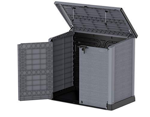 Duramax Cedargrain StoreAway 1200L aiakuur plastikust / tasane kaas, prügikastikast, aiakuur, vastupidav konstruktsioon, ideaalne tööriistadele, BBQ-dele ja 2x 240L prügikastidele, 145x85x125 cm, hall – pilt 19