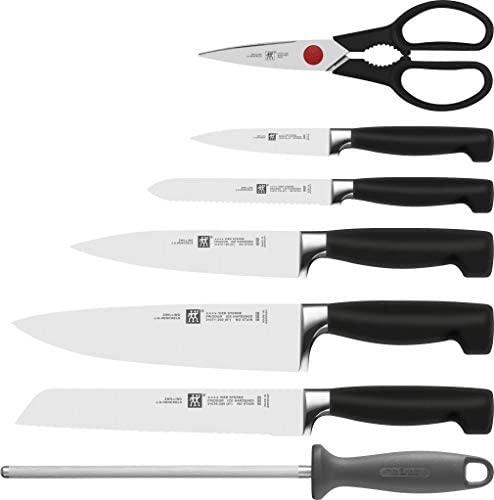 ZWILLING Vier Sterne noablokk, 8-osaline, puidust noahoidik, noad, terituspulk ja käärid, roostevabast spetsiaalterasest, ergonoomiline plastist käepide, must [Valmistatud Saksamaal] – detailne vaade