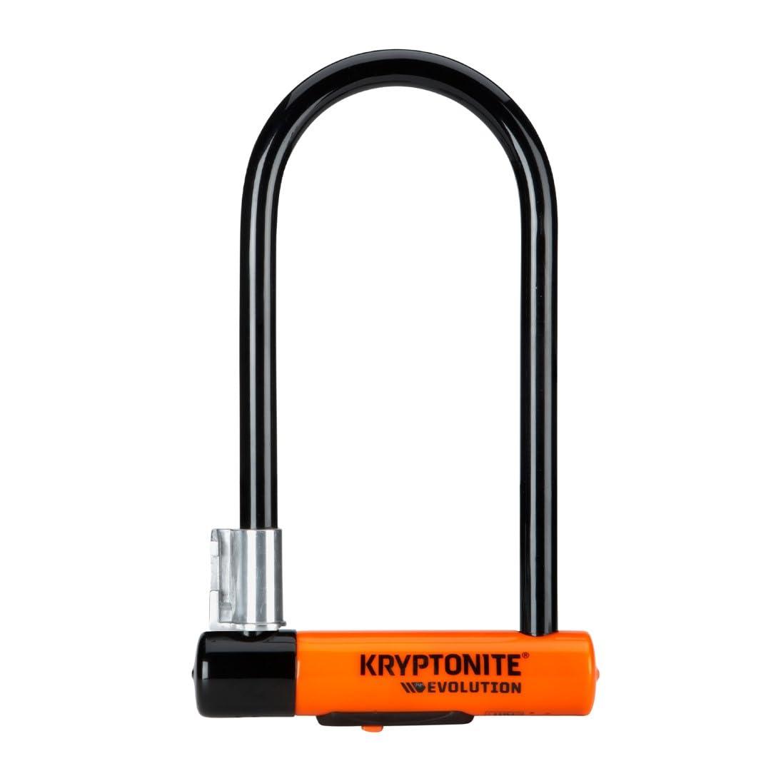 Kryptonite Evolution Standard U-lukk – Turvataset 8/10, kõrgetasemeline rattalukk, vargusevastane kaitse, kaasas kinnitusklamber ja 3 võtit – 10,2 cm x 22,9 cm – pakend ja tarvikud