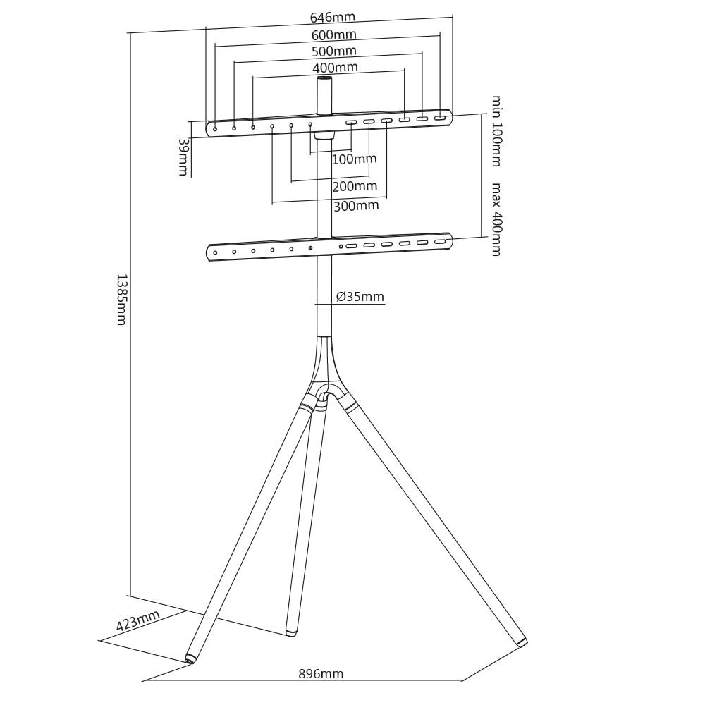 my wall HT 22 L TV-põrandastatiiv, kõrguse reguleerimisega, pööratav, 81,3 cm (32) – 190,5 cm (75) – pilt 7