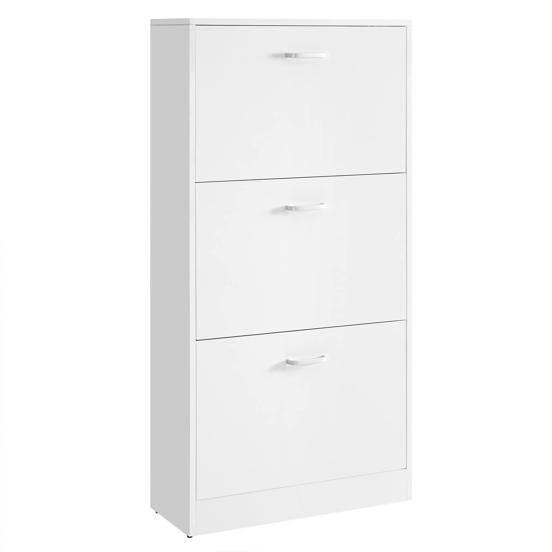 VASAGLE kingakapp 3 klapiga, jalanõude riiul, kitsas kingakummut reguleeritavate riiulitega, valge – esik, koridor, elutuba, magamistuba, 60 x 120 x 24 cm (L x K x S) LBC03WT