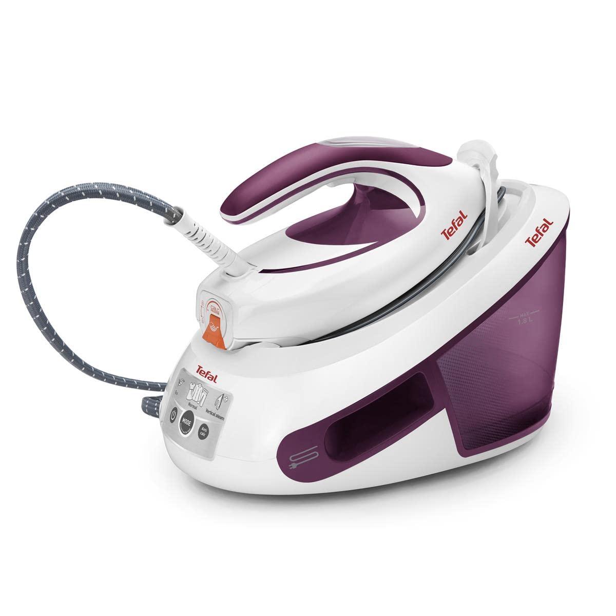 Tefal Express Anti-Kalk aurutriikimissüsteem, 2800 W, 6,5-barine surve, katlakivikollektsioon, optimaalne auru- ja temperatuurikombinatsioon, automaatne väljalülitus, 1,8 L veepaak, valge/lilla, SV8054