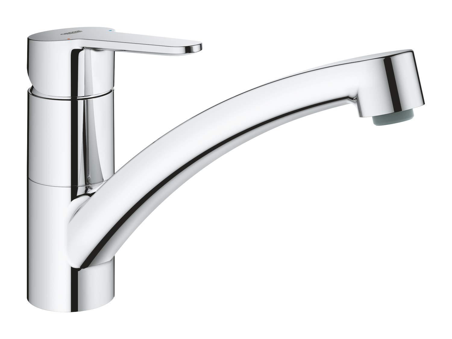 GROHE StartEco – Ühe käepidemega köögisegisti (140° pöördenurk, vastupidav pind, madal väljalase), kroom, 31685000