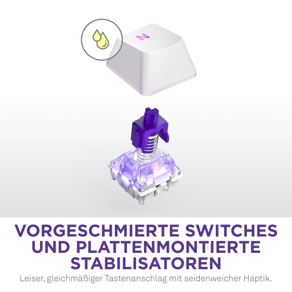 NZXT Function 2-2024 Optiline Täissuuruses Mänguriklaviatuur | RGB-taustavalgustus | 8K küsitlussagedus | Lineaarsed optilised lülitid | Reguleeritav käivitamine | Hot-Swap | Valge – DE (QWERTZ) – pilt 6