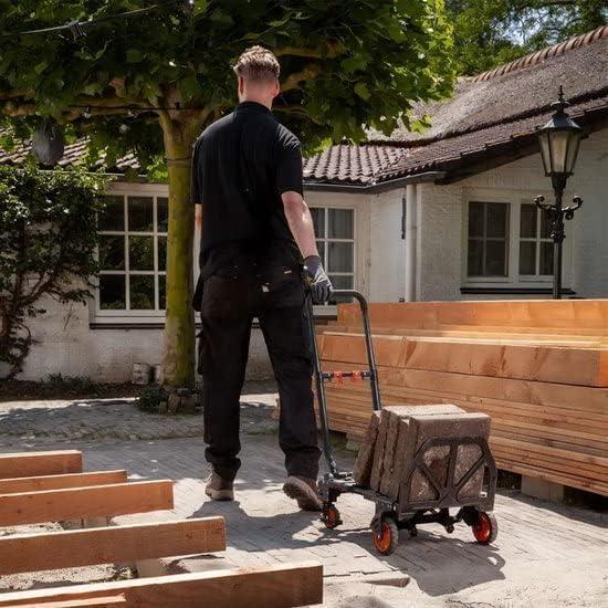 BLACK+DECKER 2-ühes transportkärud ja platvormkärud – kandekäru maks. 55KG – transpordikäru maks. 120KG – kokkupandav käsikäru – tugevate ratastega vanker – plastik/teras – lisavaade