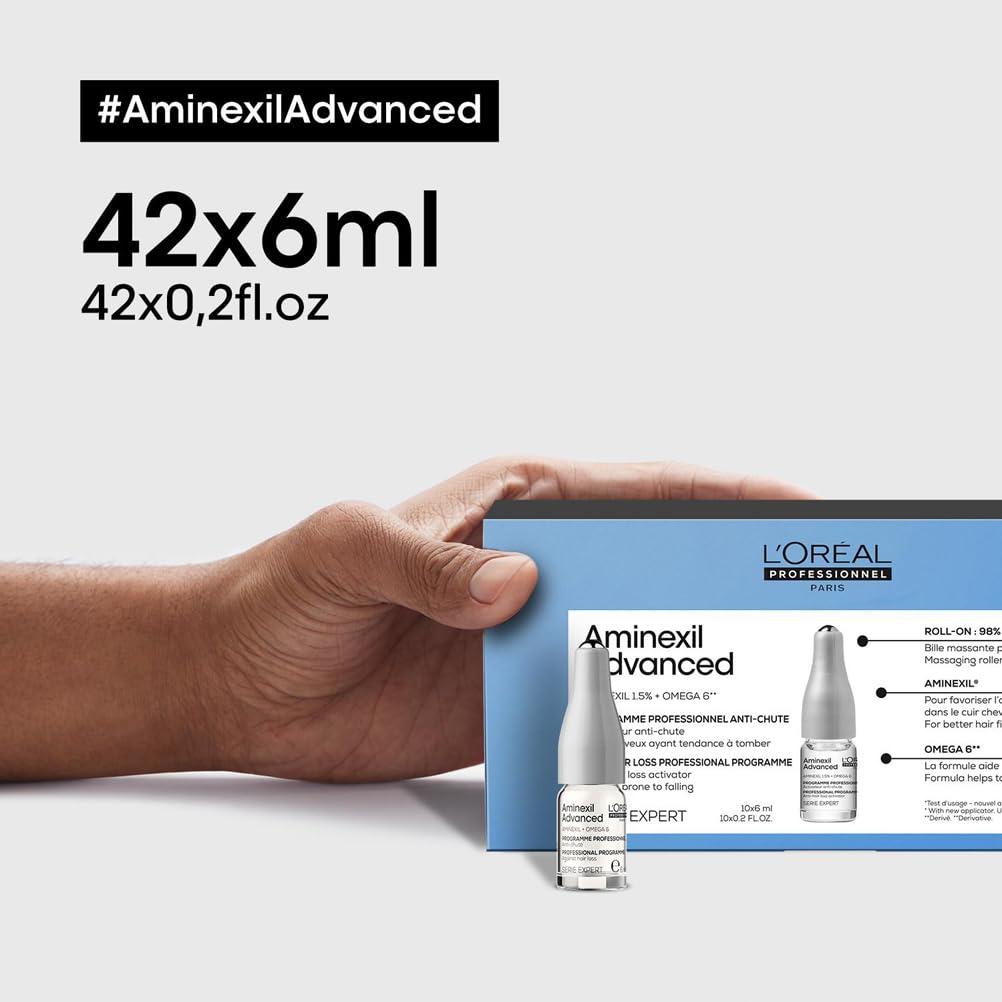 L’Oréal Professionnel tugevdav juuksehooldus juuste väljalangemise vastu, tihedamate juuste saavutamiseks, Aminexil Advanced juuste väljalangemise vastane aktivaator, 42×6 ml – pilt 7