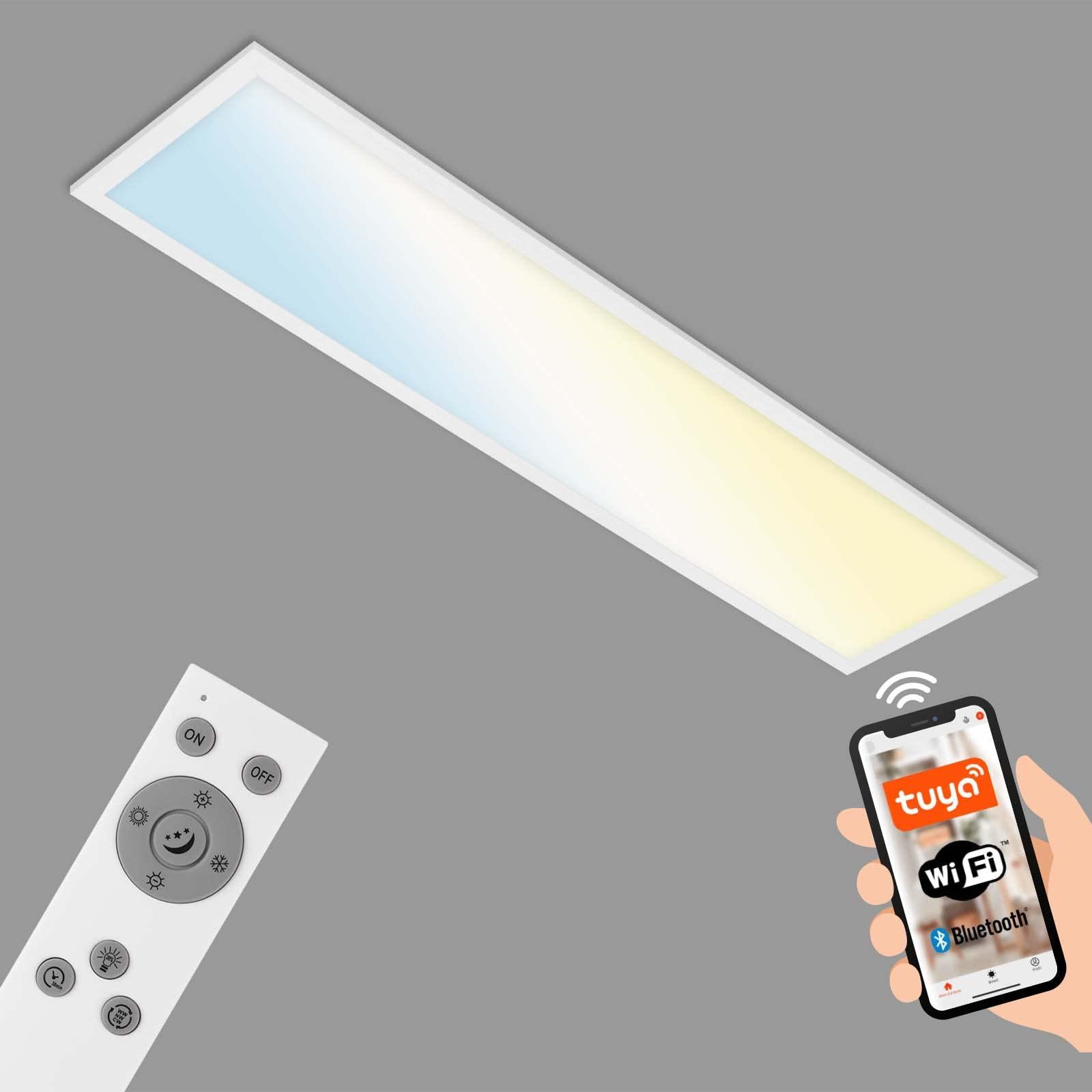 BRILONER – Nutikas LED laelamp, töötab Alexaga, reguleeritav soojast külma valgeni, laevalgusti, elutoa- ja magamistoalamp, LED-paneel, 100x25x6,6 cm, valge