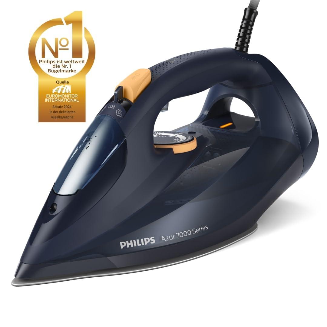 Philips Series 7000 aurutriikraud – 3000 W, pidev auruvoog 55 g/min, auruimpulss 250 g, vertikaalaur, SteamGlide Elite tallaplaat, sinine/kollane (DST7060/20) – detailne vaade