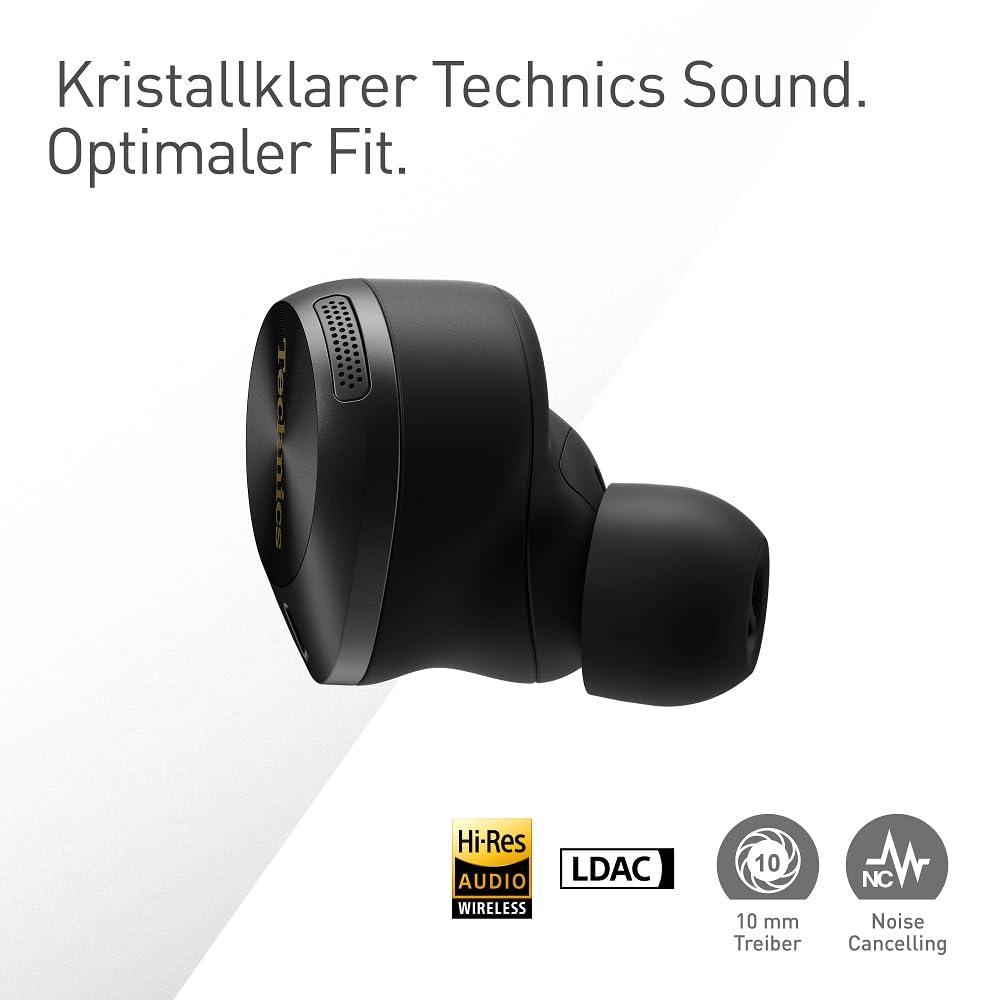Technics EAH-AZ80E-K juhtmevabad kõrvaklapid mürasummutusega, MultiPoint Bluetooth 3 seadmele, mugavad in-ear klapid, juhtmevaba laadimine, must – pakend ja tarvikud