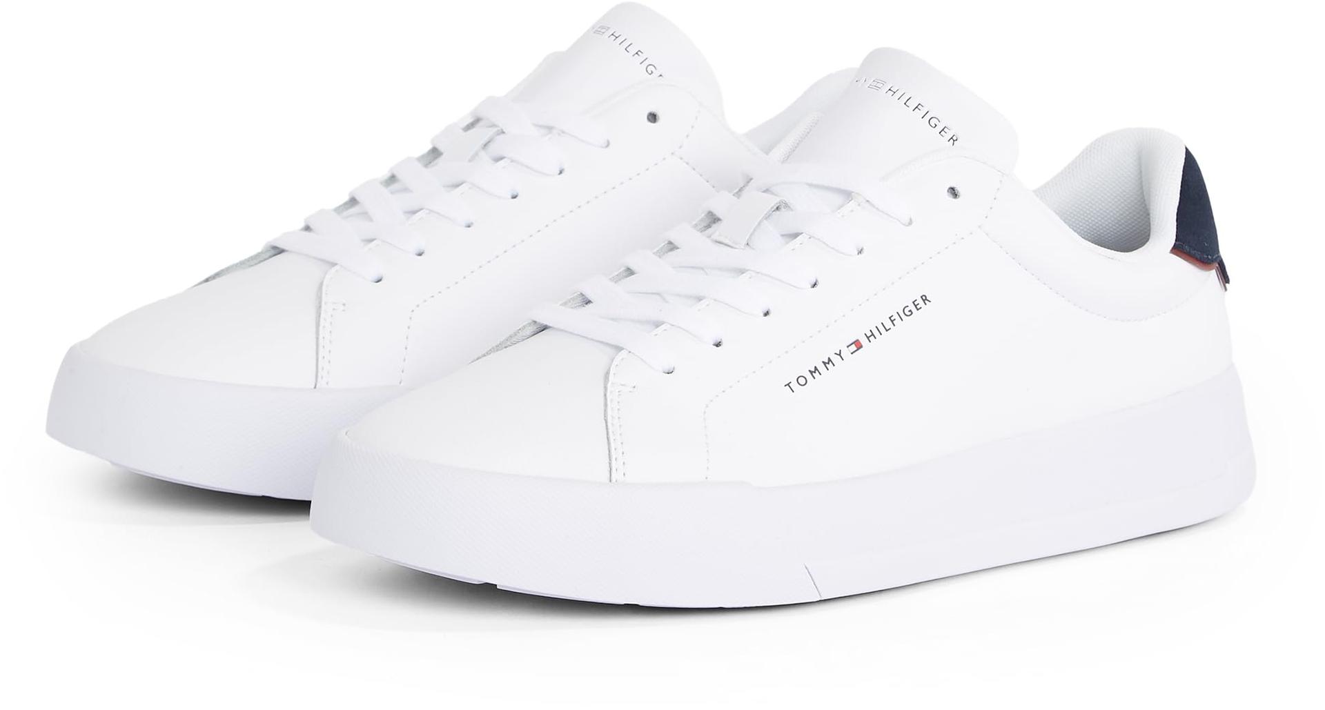 Tommy Hilfiger meeste nahast Court Sneaker Detail Essential, valge (White/Desert Sky), 44 – pakend ja tarvikud