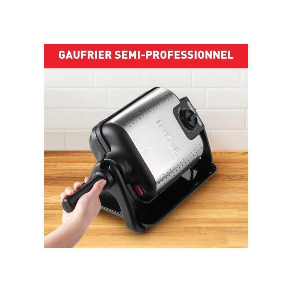 Tefal King Size vahvliküpsetaja WM756D, topeltvahvliküpsetaja 2 Belgia vahvli jaoks, pöörlev mehhanism, mittenakkuvad plaadid, paksud vahvlid, temperatuuri reguleerimine, lihtne puhastamine, 120W, 1L – detailne vaade