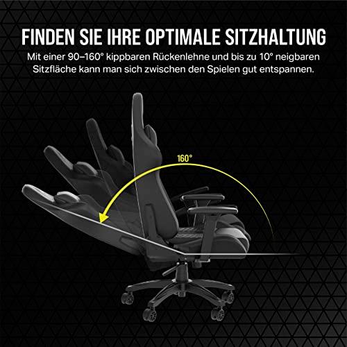 Corsair TC100 Relaxed mänguritool – Kunstnahk – Vormel-1 stiilis disain – Nimmetugi – Eemaldatav mäluvahust kaelapadi – Reguleeritavad käetoed – Must – pilt 8