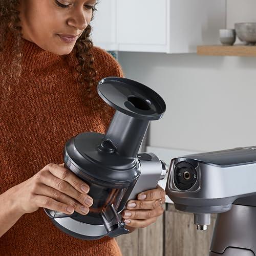 Kenwood aeglane mahlapress KAX720PL lisavarustus Kenwood köögimasinatele, elektriline mahlapress 400 ml mahlamahuti ja tilgalukuga, hõbehall – lisavaade
