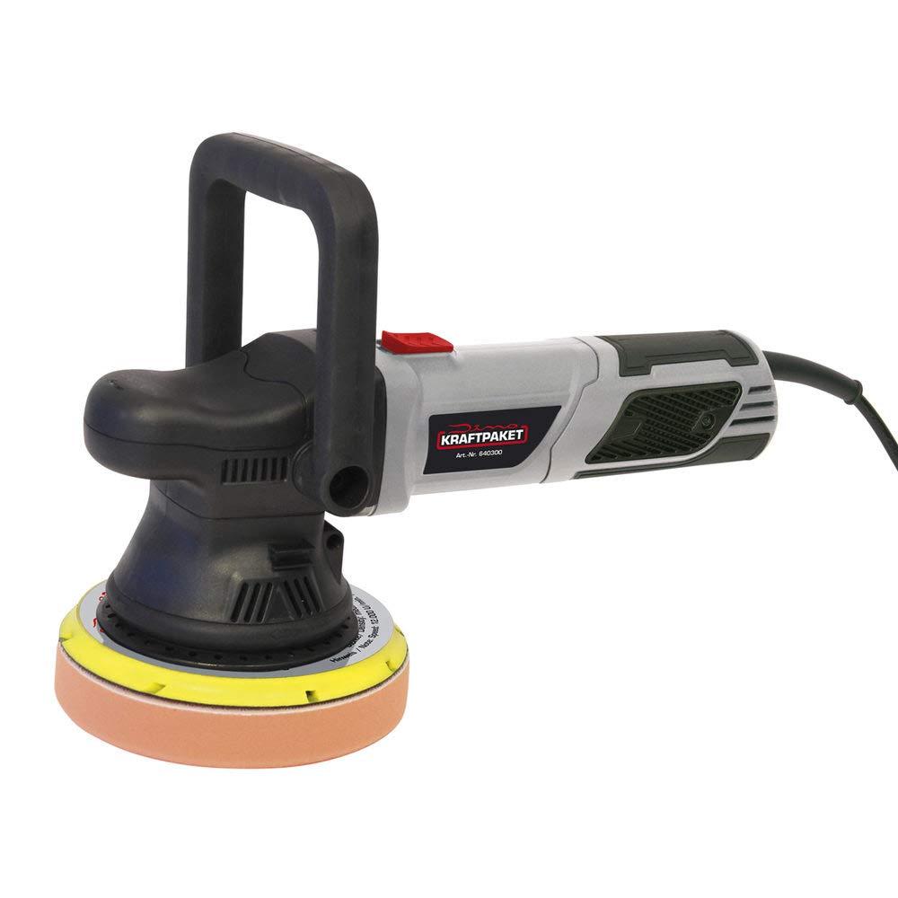 Dino KRAFTPAKET 640301 15mm-900W Ekstsentriline Poleermasin Komplektis XXL-Set – 125mm ja 150mm tugitaldrikud, poleerimispadjakesed ja kott – Auto, Mootorsõiduk, Paadi Hoolduseks, Hall – kasutusnäide