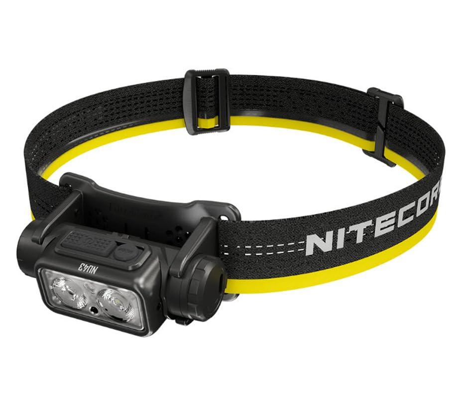 Nitecore NU43 Pealamp, kerge, USB-C laetav LED-pealamp, 1400 luumenit, 130 m valguskaugus, punane valgus öiseks nägemiseks – kasutusnäide