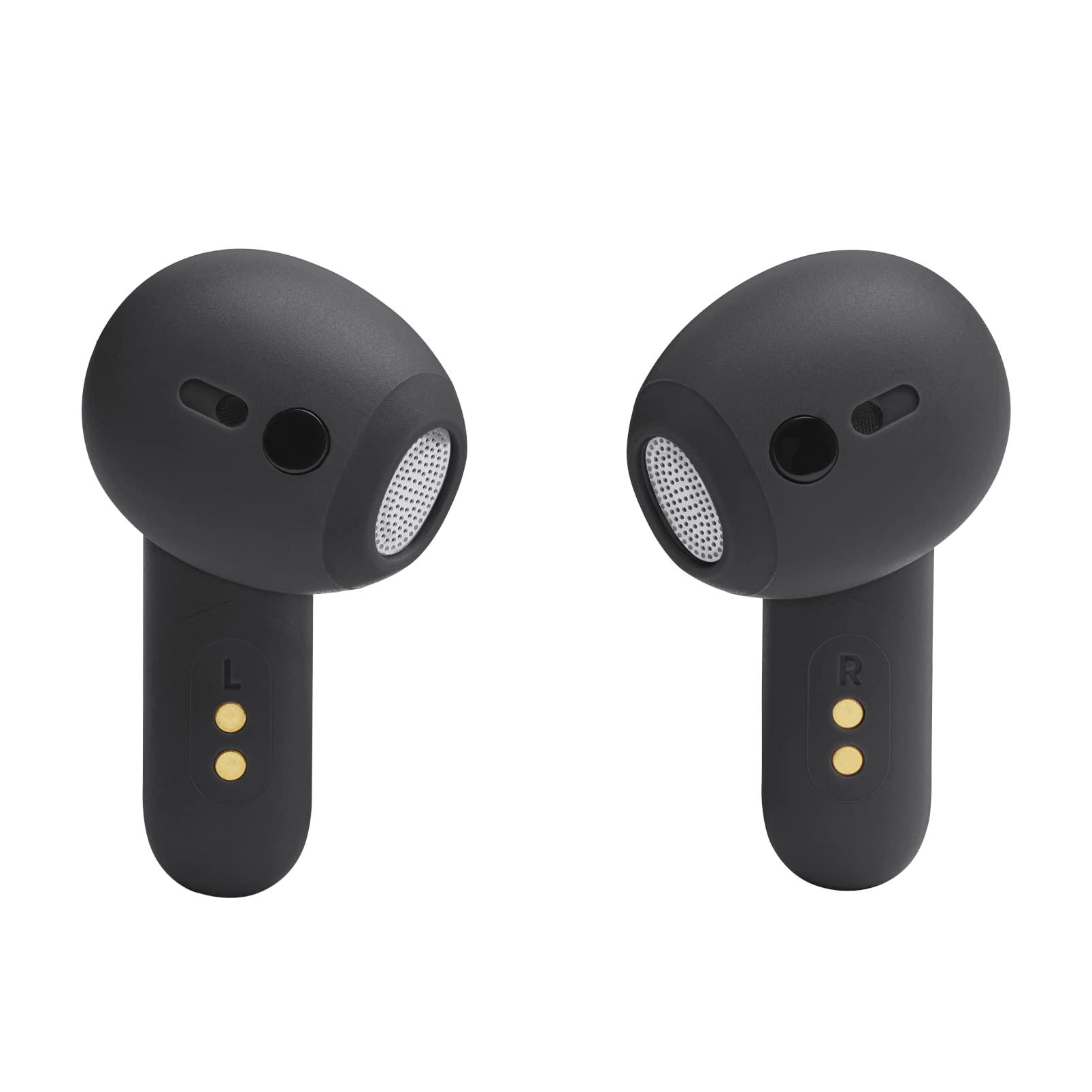 JBL Live Flex – Juhtmevabad In-Ear Bluetooth Kõrvaklapid 40-tunnise aku tööajaga – Mürasummutavad ja veekindlad – Must – pakend ja tarvikud