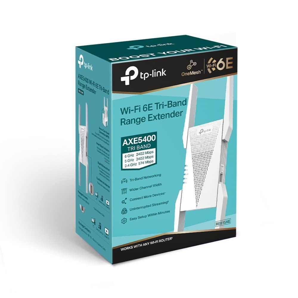 TP-Link RE815XE WiFi 6E WLAN kordaja, AXE5400, 160 MHz kanal, tri-band, WPA3, soovitatav WiFi 6E ruuteriga – kasutusnäide