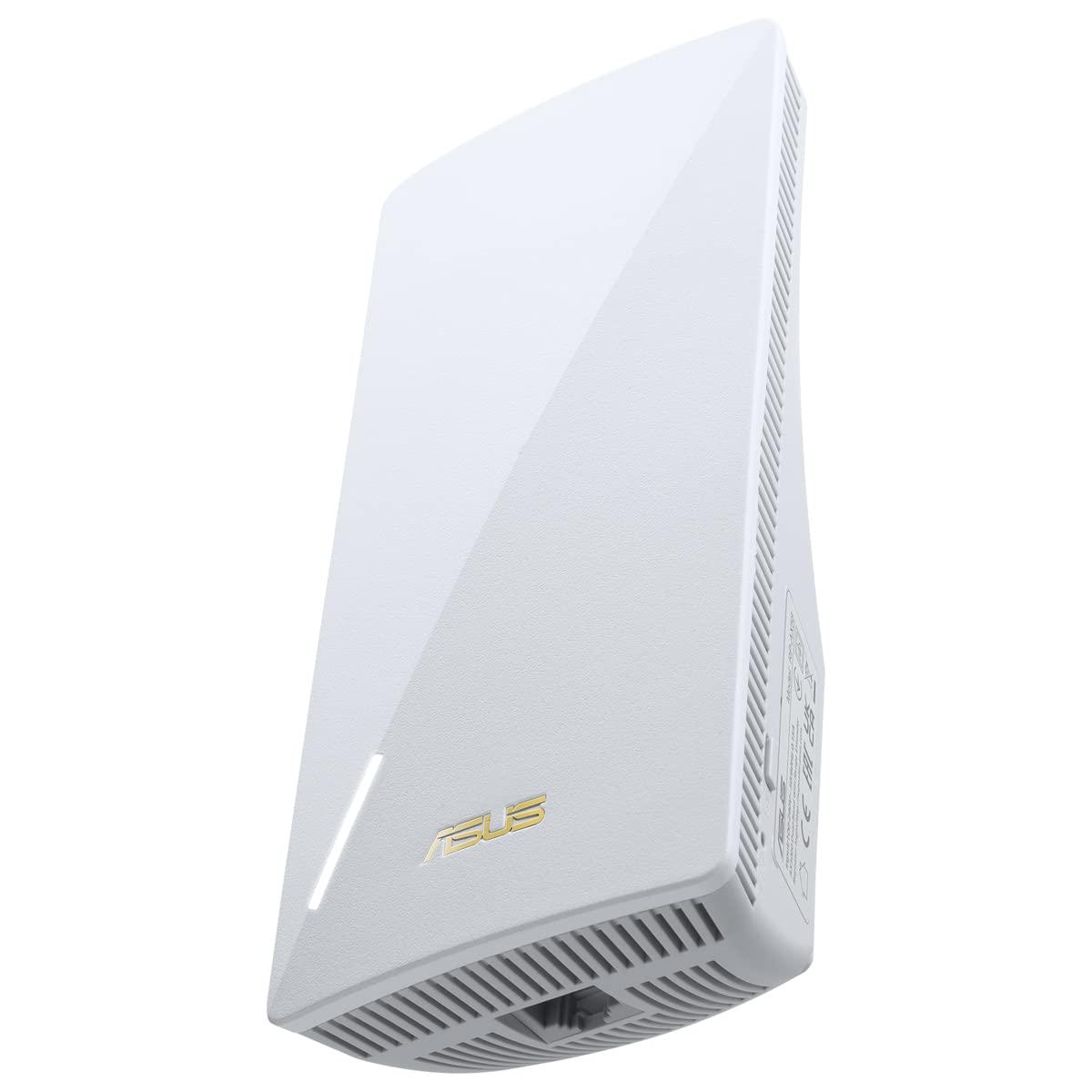 ASUS RP-AX58 AX3000 kaheribaline WiFi 6 leviala laiendaja/AiMesh laiendaja (160 MHz ribalaius 5 GHz kanalitel, rakendusepõhine seadistamine, lai ühilduvus) – pakend ja tarvikud