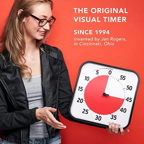 TIME TIMER ORIGINAL Suur 30×30 cm – 60-minutiline visuaalne analoog-taimer – Valikuline helialarm (helitugevuse regulaator) – Ei mingit valju tiksumist; ajajuhtimisseade (must) – pilt 7
