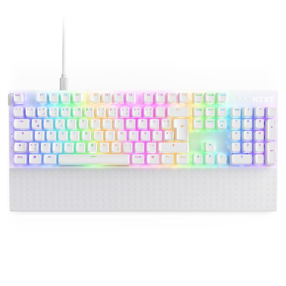 NZXT Function 2-2024 Optiline Täissuuruses Mänguriklaviatuur | RGB-taustavalgustus | 8K küsitlussagedus | Lineaarsed optilised lülitid | Reguleeritav käivitamine | Hot-Swap | Valge - DE (QWERTZ)