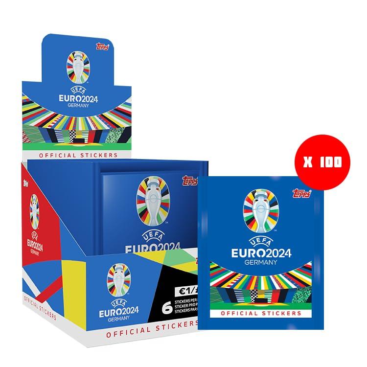 Topps Ametlik EURO 2024 Kleepsukollektsioon - Täiskarp (100 pakki) 6 kleepsu paki kohta (600 kleepsu)
