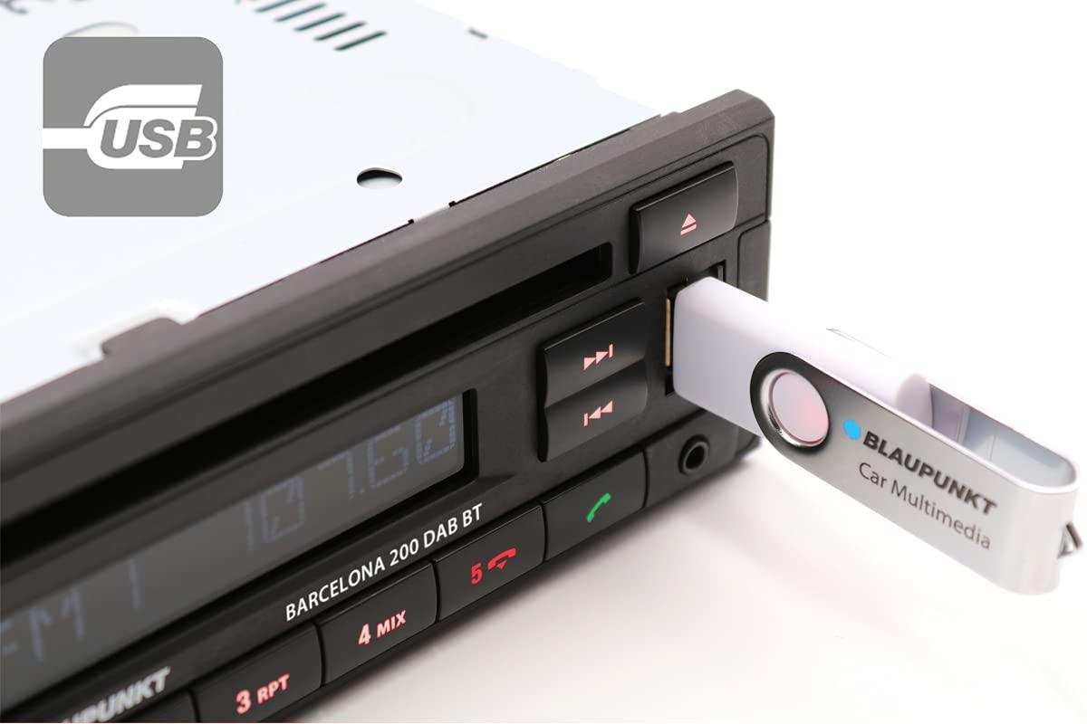 Blaupunkt Barcelona 200 DAB BT, 1-DIN autostereo, DAB+, Bluetooth, käed vabad, USB, Aux-sisend, Sub-Out, 160W – pakend ja tarvikud