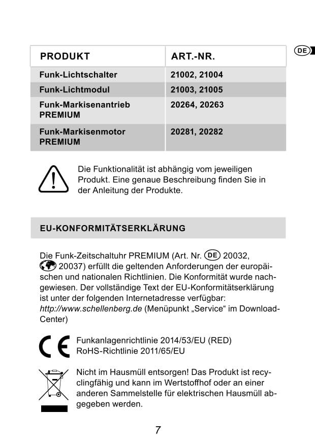 Schellenberg 20032 nutikas kodu raadioajataimer Premium, 5 kanalit, juhtimine rulood, valgust, pistikupesasid ja markiisid – lisavaade