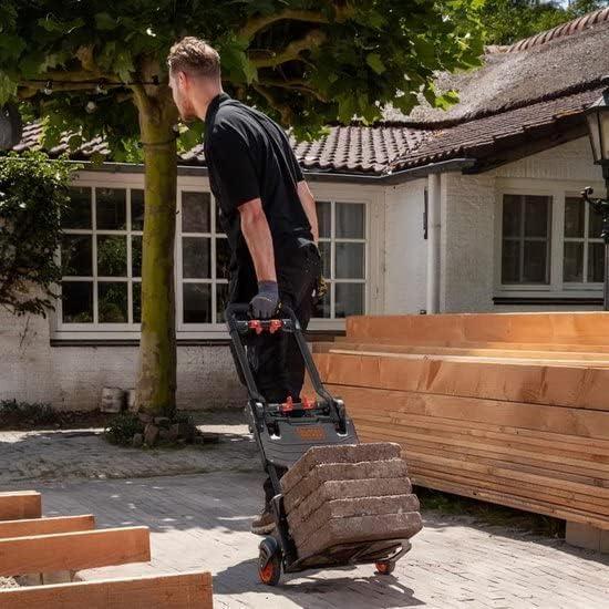 BLACK+DECKER 2-ühes transportkärud ja platvormkärud – kandekäru maks. 55KG – transpordikäru maks. 120KG – kokkupandav käsikäru – tugevate ratastega vanker – plastik/teras – pilt 6