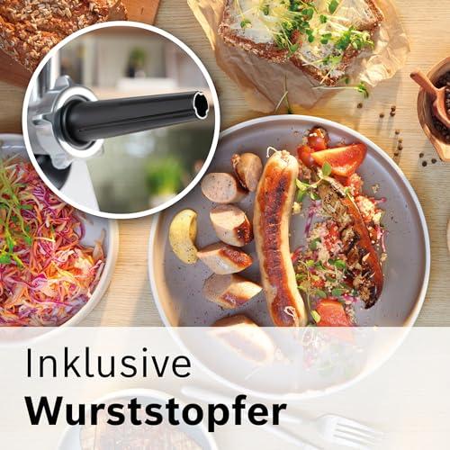 Bosch hakklihamasin Serie 4 MFWS420W, kompaktne, 2 kiirust, 2 sõela (3 & 8mm), vorstitarvik, 10-aastane mootori garantii, planeetülekanne, 1.900 W, valge/must – pilt 12