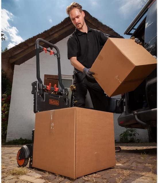 BLACK+DECKER 2-ühes transportkärud ja platvormkärud – kandekäru maks. 55KG – transpordikäru maks. 120KG – kokkupandav käsikäru – tugevate ratastega vanker – plastik/teras – pilt 7