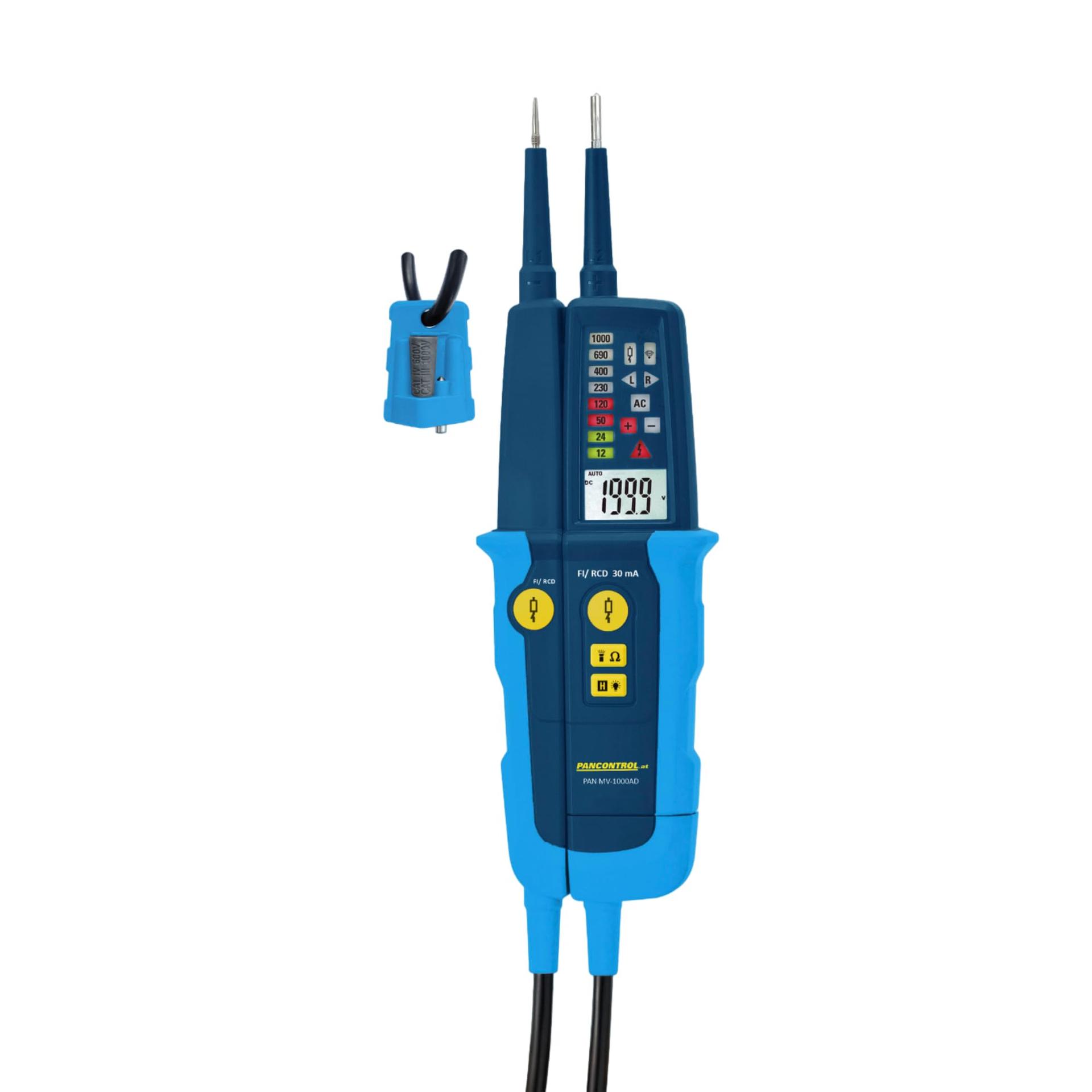 Pancontrol PAN MV-1000AD pingetester ja juhtivuse tester 12-1000V, LED & LCD ekraan, CAT III 1000V / CAT IV 600V