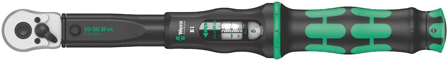 Wera 05075610001 Click-Torque B 1 pöördemomendivõti vahetatava rätsaga, must, roheline 3/8″, 10-50 Nm