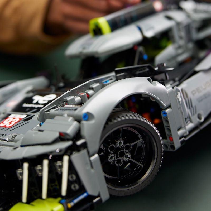 LEGO 42156 Technic Peugeot 9X8 24H Le Mans hübriid-hüperauto, legendaarne võidusõiduauto, mudelauto ehituskomplekt täiskasvanutele, mõõtkava 1:10, motospordi autokollektsioon kogenud ehitajatele – detailne vaade