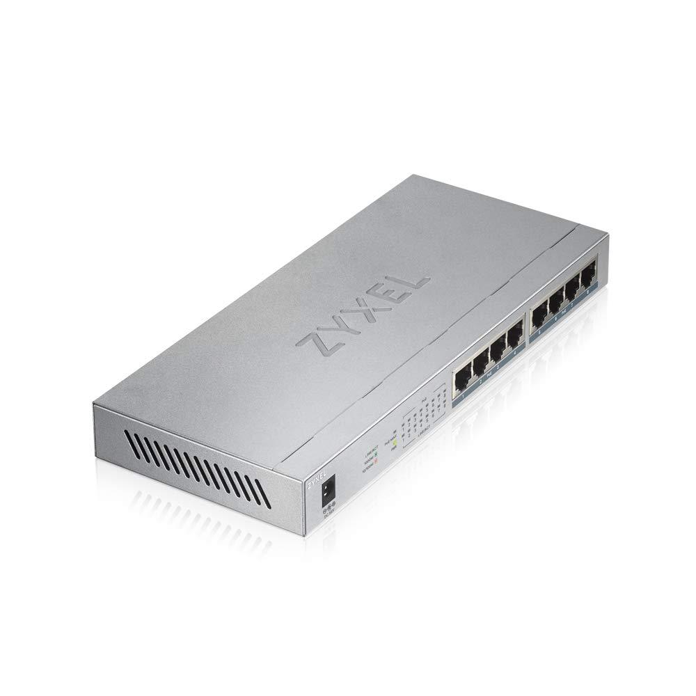 Zyxel Gigabit hallatamatu PoE+ lüliti 8 pordiga (kõik PoE) ja 60 W PoE eelarvega