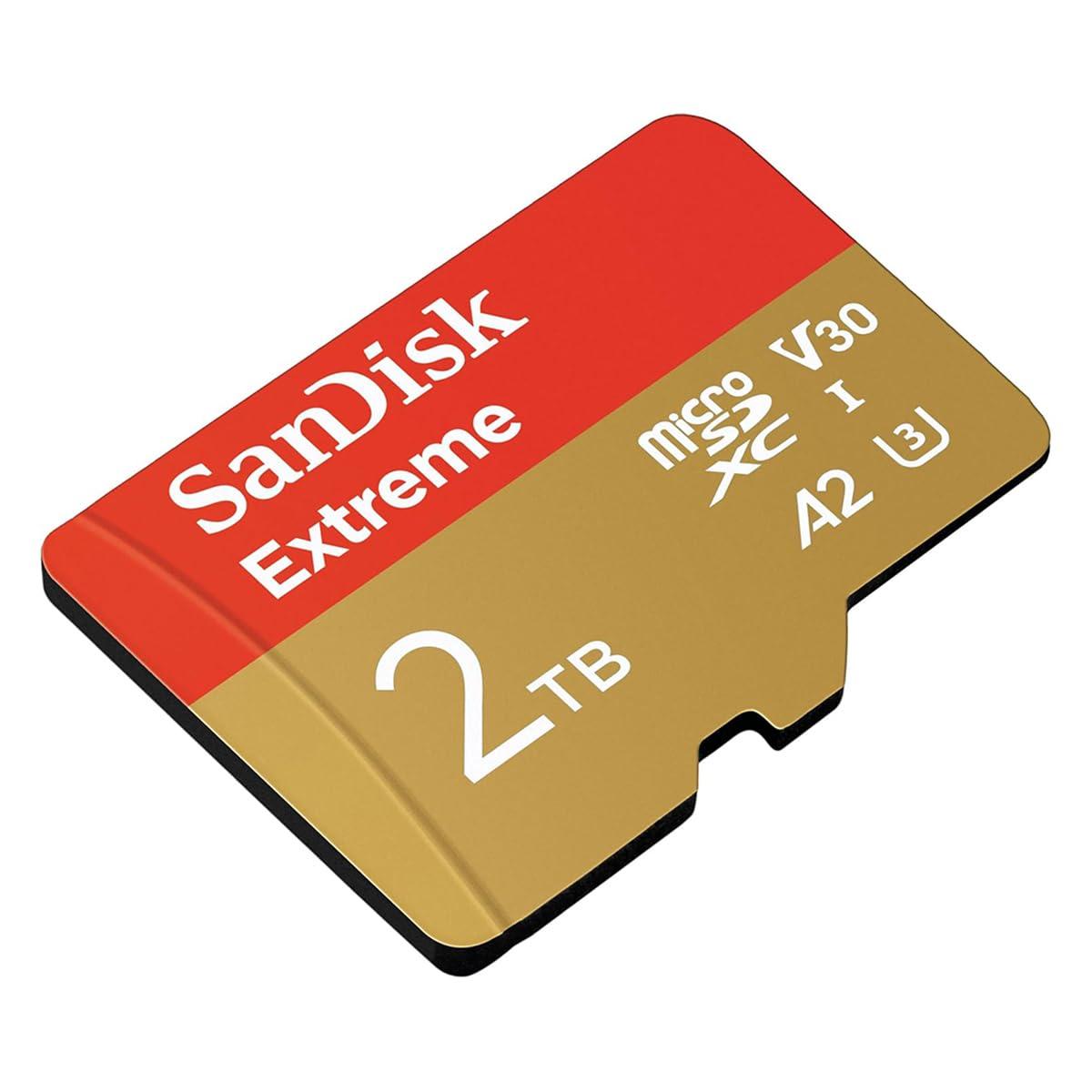 SanDisk Extreme microSDXC UHS-I mälukaart 2TB + SD adapter (nutitelefonidele, action-kaameratele ja droonidele, kuni 240 MB/s ülekandekiirus, 4K UHD, RescuePRO Deluxe, UHS-I, U3, V30) – kasutusnäide