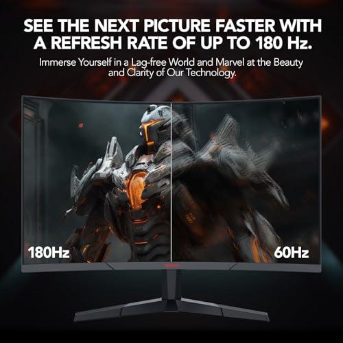 KOORUI 27-tolline mängumonitor, 1800R kumer ekraan, 2560×1440 (QHD), 144 Hz, 1 ms, DCI-P3 85%, üliõhuke raam, kallutatav, HDMI/DP tugi – pakend ja tarvikud