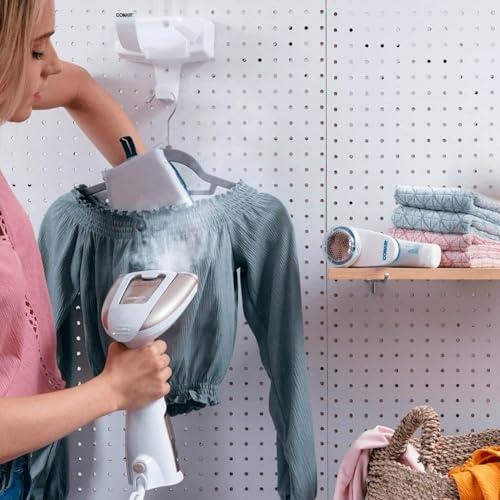 Conair Turbo ExtremeSteam aurusti 5 seadistusega | Auruvoog 25 g/min | Kiire kuumenemine | 3 otsikut erinevatele kangastele + viigiklots | valge/beež – pilt 15