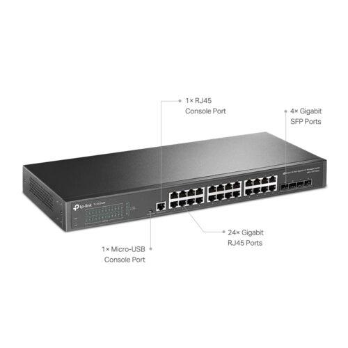 TP-Link TL-SG3428 24-Port Gigabit L2 hallatav võrgulüliti 4 SFP-pesaga (19-tolline rack-paigaldus
