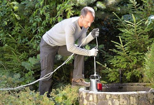 Einhelli mustaveepump GC-DP 1020 N (1000W, Ø20mm osakeste, 18 000L/h voolukiirus, ujuklüliti, kandesang, universaalühendustega) – kasutusnäide