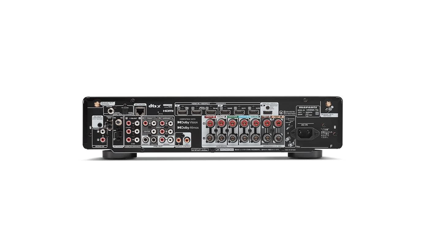 Marantz Cinema 70s 7.2-Kanaline AV-vastuvõtja, HiFi-võimendi, Alexa toega, 6 HDMI-sisendit ja 1 väljund, 8K-video, Bluetooth, WiFi, muusika voogedastus, Dolby Atmos, AirPlay 2, HEOS Multiroom, must – pakend ja tarvikud