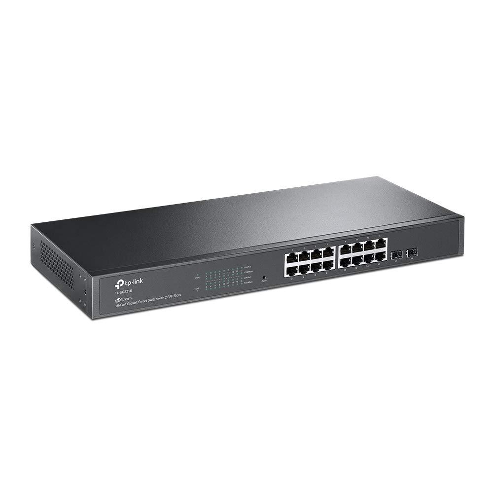 TP-Link TL-SG2218 16-pordiga Gigabit hallatav võrgulüliti 2 SFP-pesaga (19-tolline rack-paigaldus, tsentraalne pilvehaldus, Omada-SDN, IPv6, QoS, IGMP, LAN) must, ärivõrk – detailne vaade