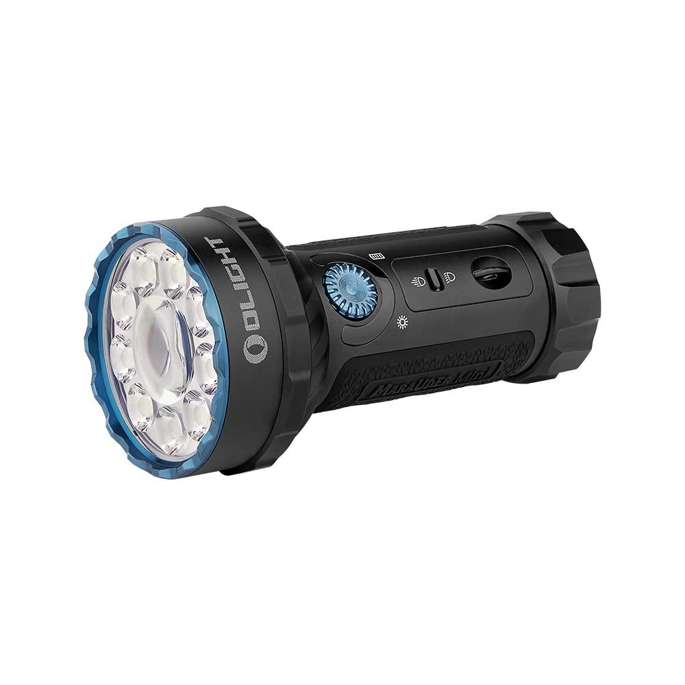 OLIGHT Marauder Mini LED Ülivõimas 7000 luumenit 600 meetrit Laetav Taskulamp koos Prožektori ja Hajutvalgusega, 3 värvilist LED-i ning kaugusanduriga õues kasutamiseks (Must)
