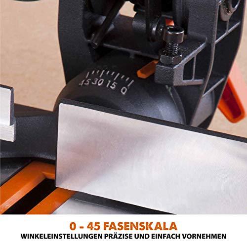 Evolution nurksaag R210CMS | 1200 W nurksaag | Komplektis Ø 210 mm HM-saeketas | Lõikab puitu, alumiiniumi, terast, plastikut | 0°- 45° kalde- ja 45°-45° nurklõiked | Kappsäge – pilt 11