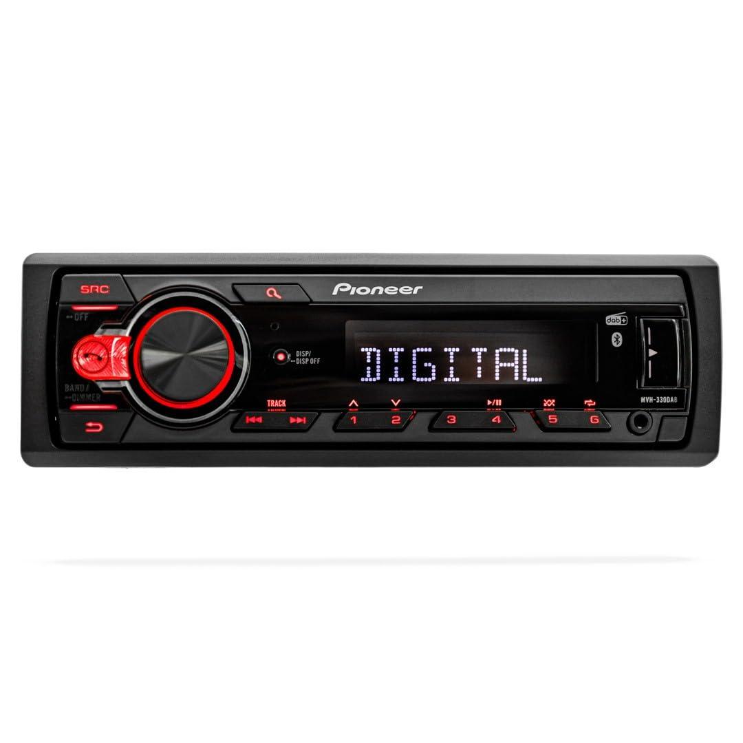 Pioneer MVH-330DAB, 1DIN autostereo RDS ja DAB+, USB, AUX sisend, Bluetooth, madal paigaldussügavus – detailne vaade