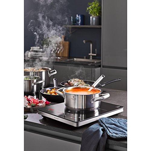 WMF Kult X mobiilne induktsioonpliit, kuni 28 cm, 1 keeduväli, 8 astet, poti tuvastus, puutetundlik ekraan, klaaskeraamika, taimer, 2100 W – pilt 7