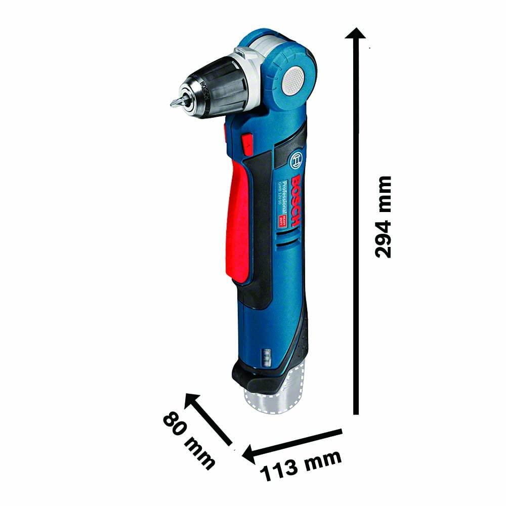 Bosch Professional 12V Süsteem Aku Nurkpuur GWB 12V-10 (sh 1/2 L-BOXX-sisud, L-BOXX, ilma akuta/laadijata) – pakend ja tarvikud