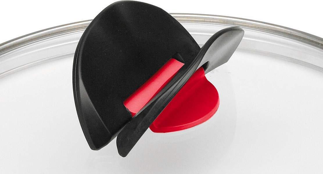BALLARINI Click + Cook 3-osaline potikomplekt (16 cm + 20 cm + 24 cm), koos 3 klaaskaanega, mittenakkuv pind, kokkupandavad käepidemed, must – detailne vaade